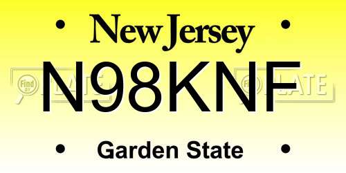 N98KNF New Jersey License Plate