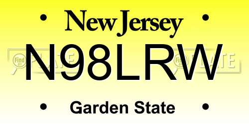 N98LRW New Jersey License Plate