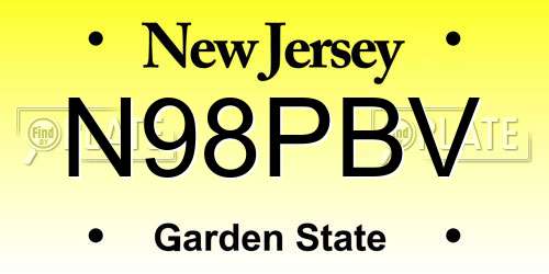N98PBV New Jersey License Plate