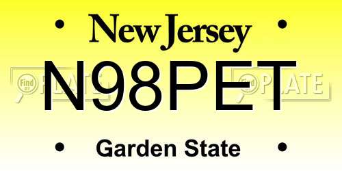 N98PET New Jersey License Plate