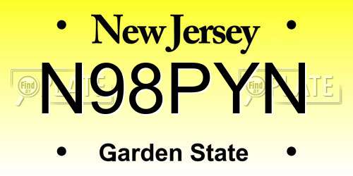 N98PYN New Jersey License Plate