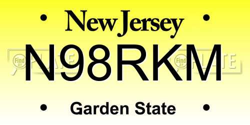 N98RKM New Jersey License Plate
