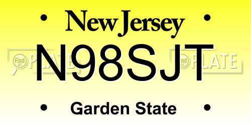 N98SJT New Jersey License Plate