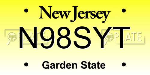 N98SYT New Jersey License Plate