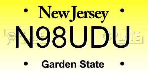 N98UDU New Jersey License Plate