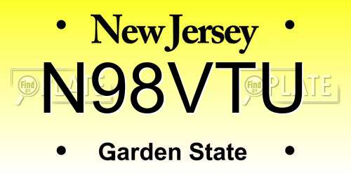 N98VTU New Jersey License Plate
