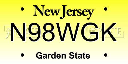 N98WGK New Jersey License Plate
