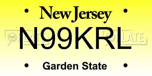 N99KRL New Jersey License Plate