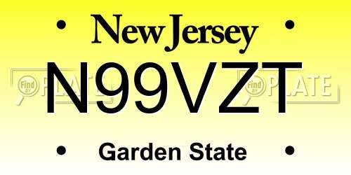 N99VZT New Jersey License Plate