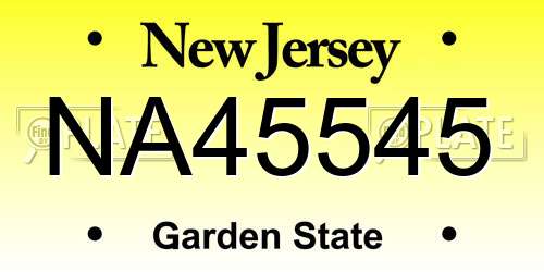 NA45545 New Jersey License Plate