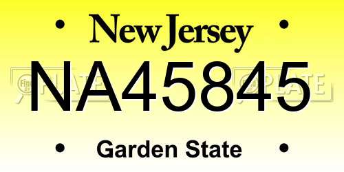 NA45845 New Jersey License Plate