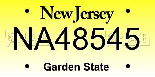 NA48545 New Jersey License Plate