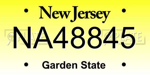 NA48845 New Jersey License Plate