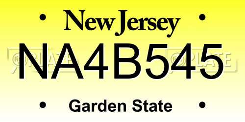 NA4B545 New Jersey License Plate