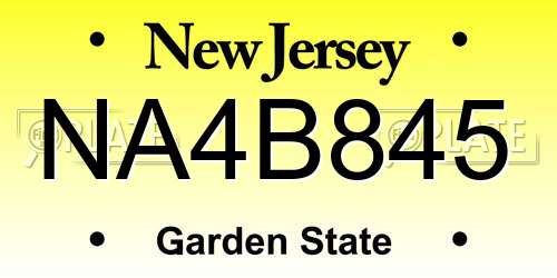 NA4B845 New Jersey License Plate