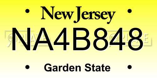 NA4B848 New Jersey License Plate