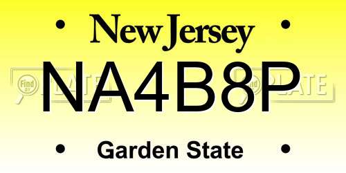 NA4B8P New Jersey License Plate