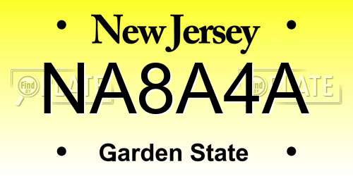 NA8A4A New Jersey License Plate