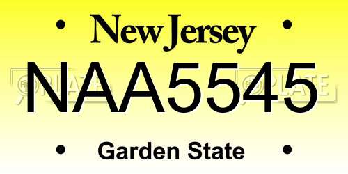 NAA5545 New Jersey License Plate