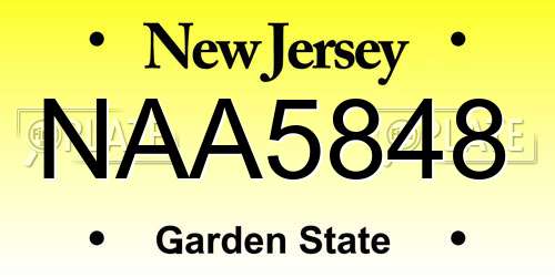 NAA5848 New Jersey License Plate