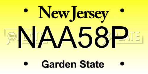 NAA58P New Jersey License Plate