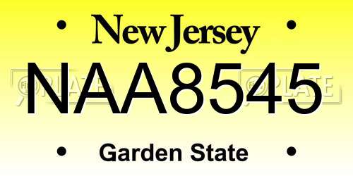 NAA8545 New Jersey License Plate