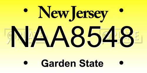 NAA8548 New Jersey License Plate