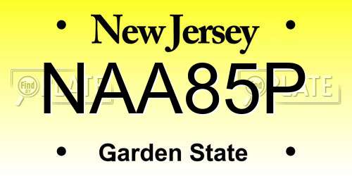 NAA85P New Jersey License Plate