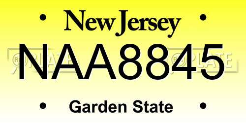 NAA8845 New Jersey License Plate
