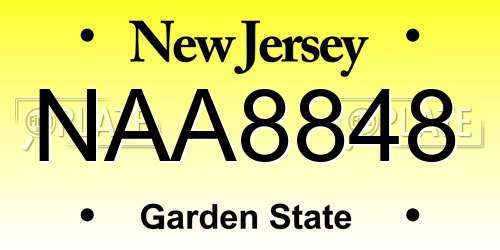 NAA8848 New Jersey License Plate