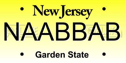 NAABBAB New Jersey License Plate
