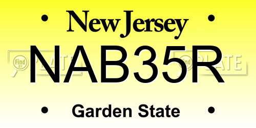 NAB35R New Jersey License Plate