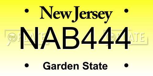 NAB444 New Jersey License Plate
