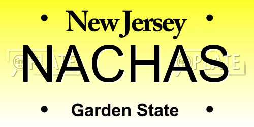 NACHAS New Jersey License Plate