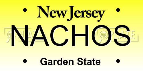 NACHOS New Jersey License Plate
