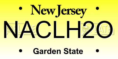 NACLH2O New Jersey License Plate