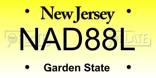 NAD88L New Jersey License Plate