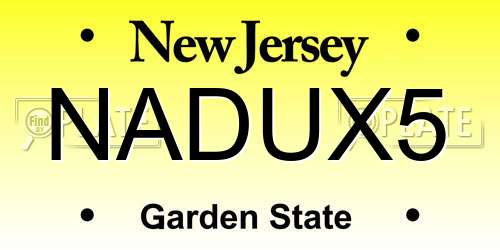 NADUX5 New Jersey License Plate