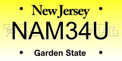 NAM34U New Jersey License Plate