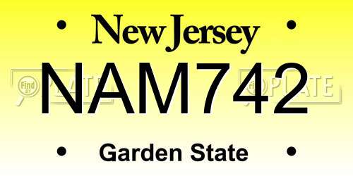 NAM742 New Jersey License Plate
