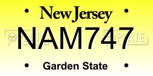 NAM747 New Jersey License Plate