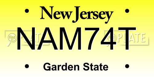 NAM74T New Jersey License Plate