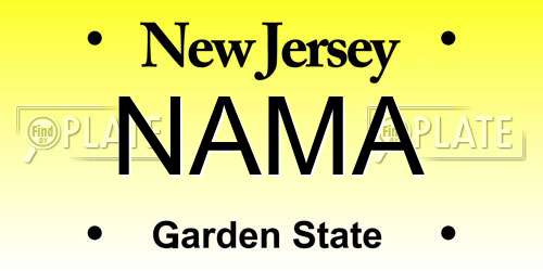 NAMA New Jersey License Plate