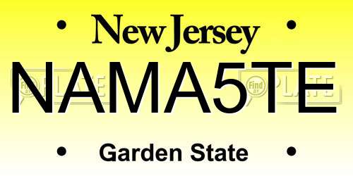 NAMA5TE New Jersey License Plate