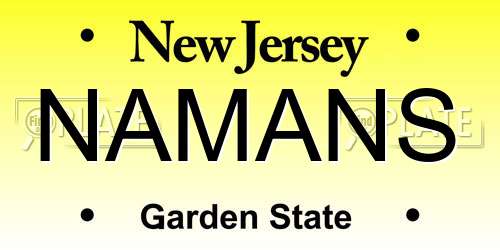 NAMANS New Jersey License Plate