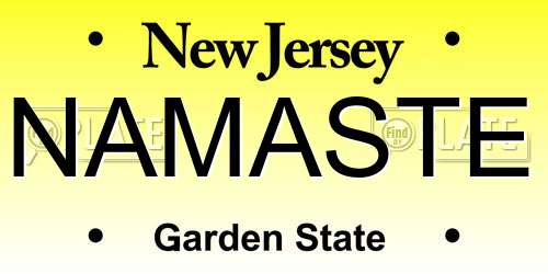 NAMASTE New Jersey License Plate