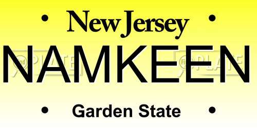 NAMKEEN New Jersey License Plate