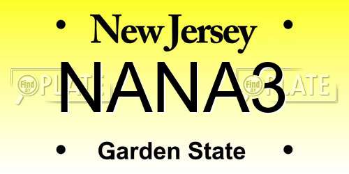 NANA3 New Jersey License Plate
