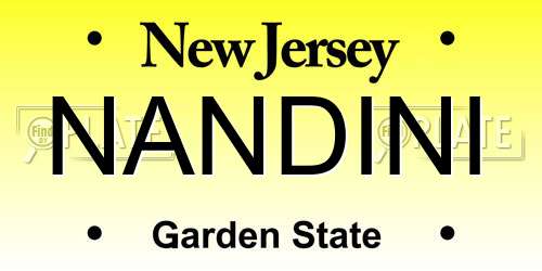 NANDINI New Jersey License Plate