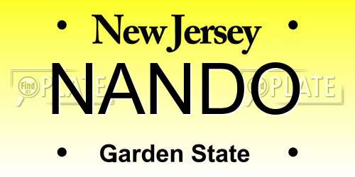 NANDO New Jersey License Plate
